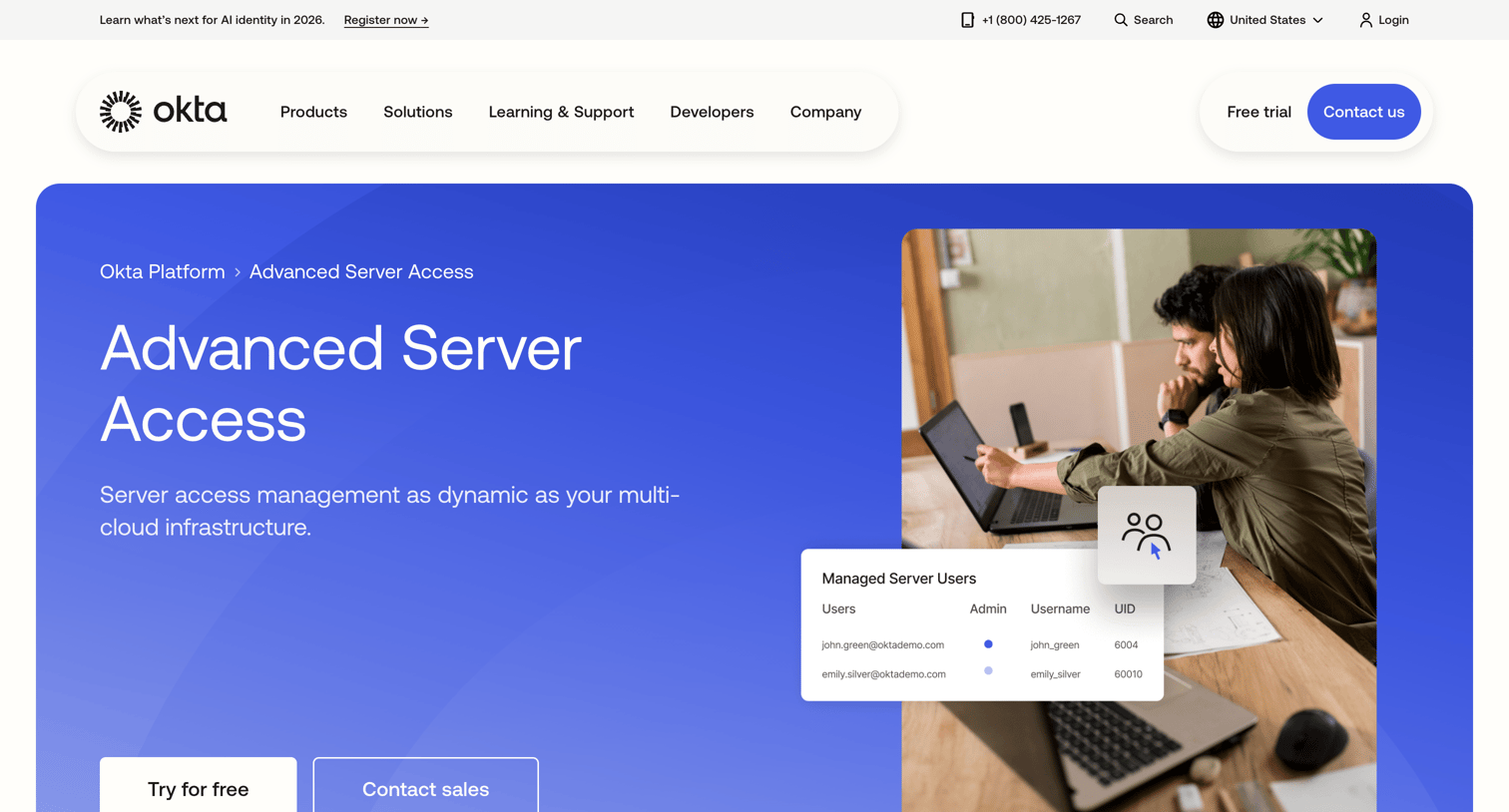 Okta - Advanced Server Access Okta screen