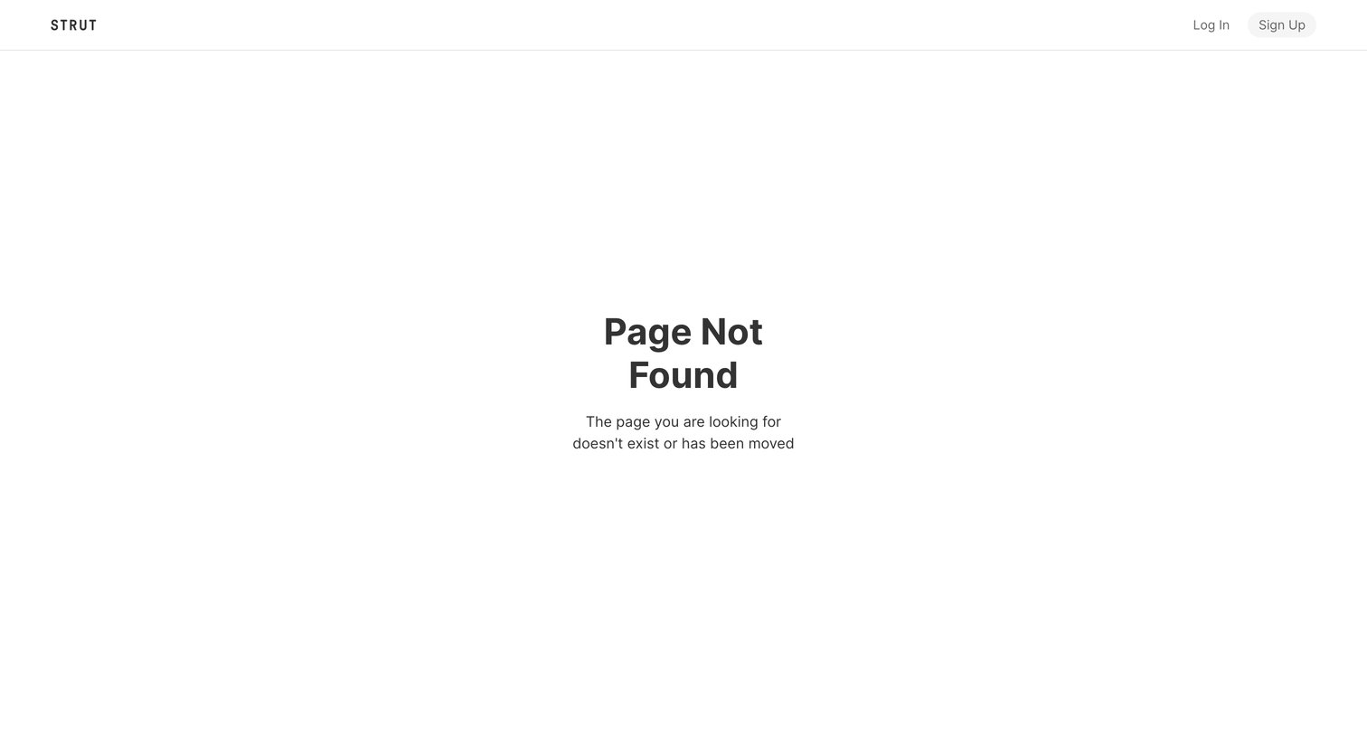 Strut - Not Found screen