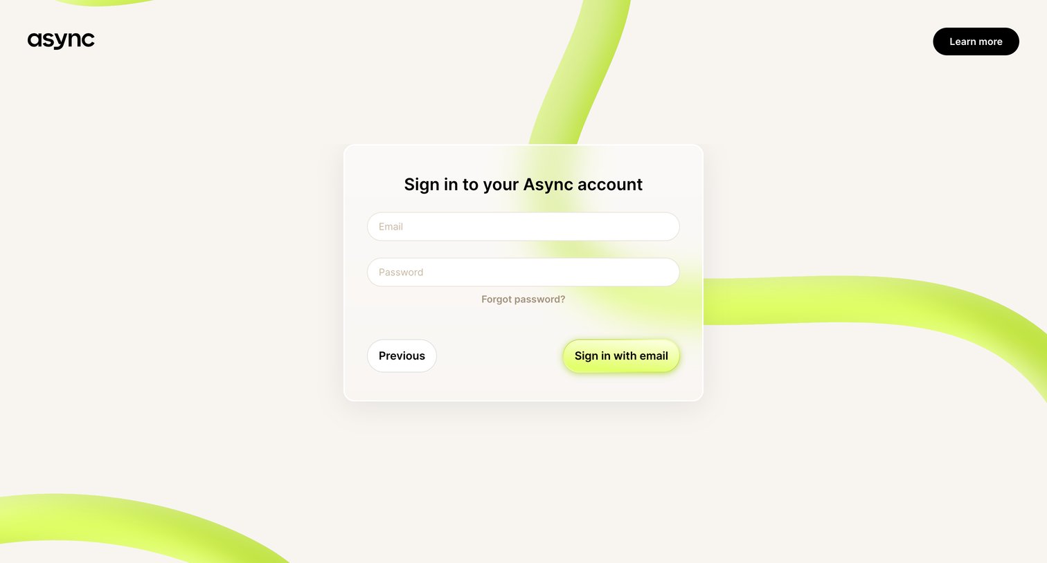 Async - Async | Log in screen
