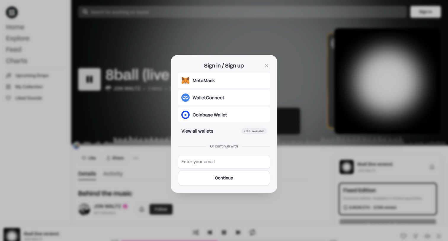 Sound.xyz - 8ball live version • JON WALTZ screen