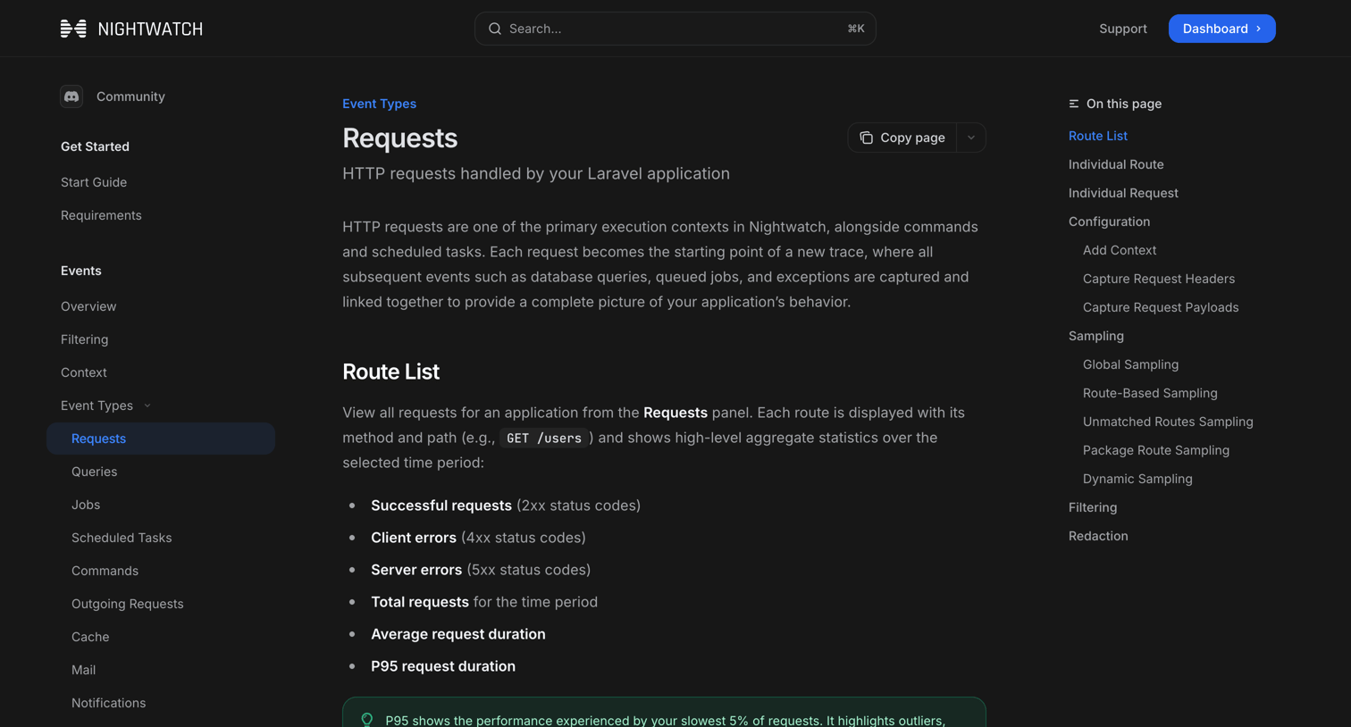 Nightwatch - Requests - Laravel Nightwatch screen