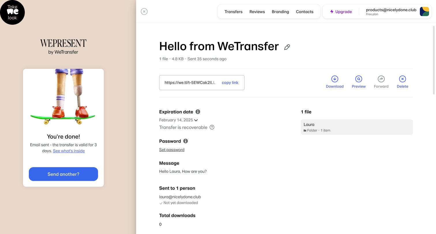 WeTransfer - WeTransfer | Send Large Files Fast screen
