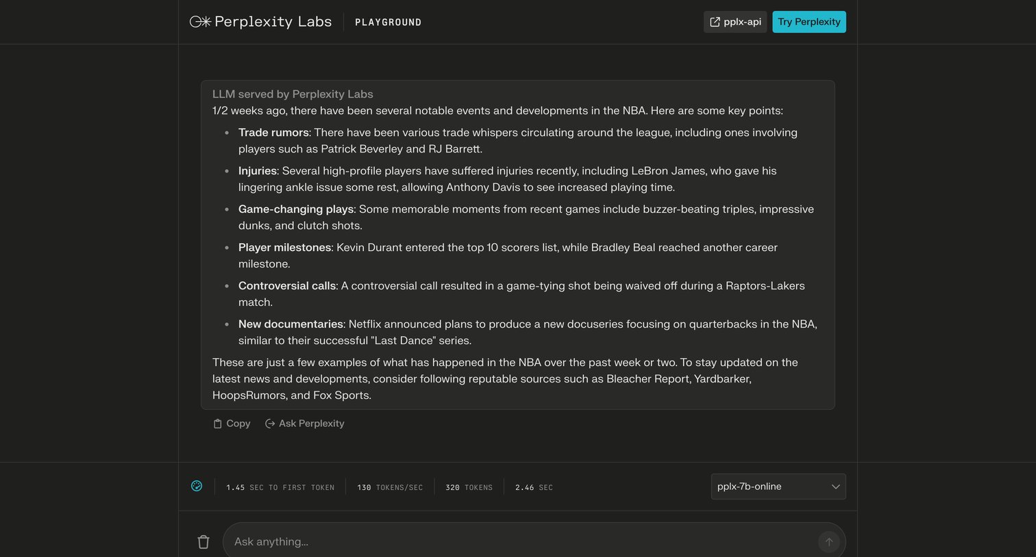 Perplexity - Perplexity Labs screen