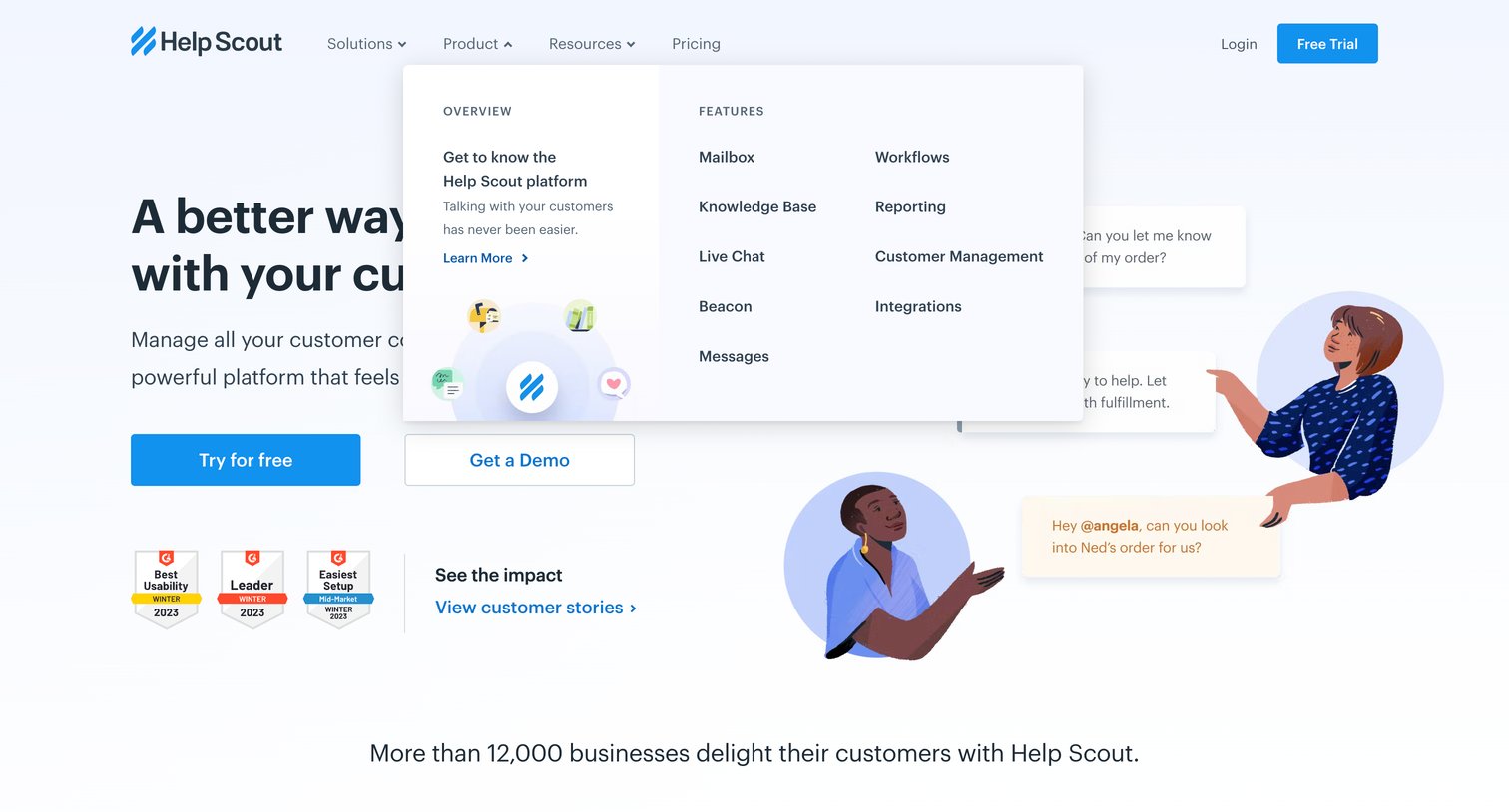 Help Scout - Help Scout Shared Inbox, Help Center, | Live Chat Software screen