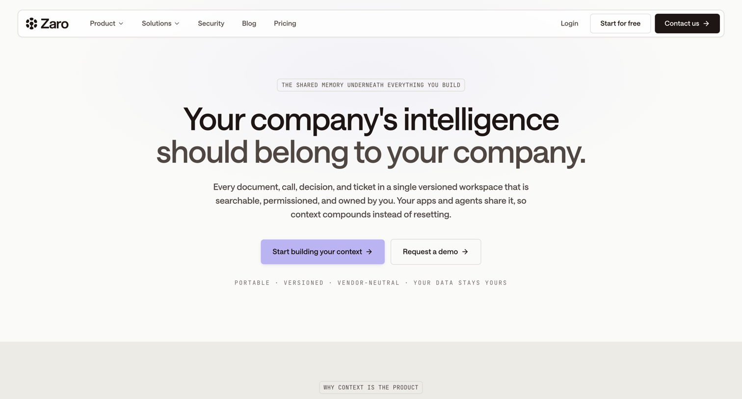Zaro - Context & Memory - Zaro screen
