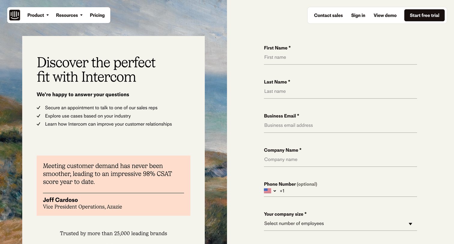 Intercom - Intercom The complete AI-first customer service solution screen