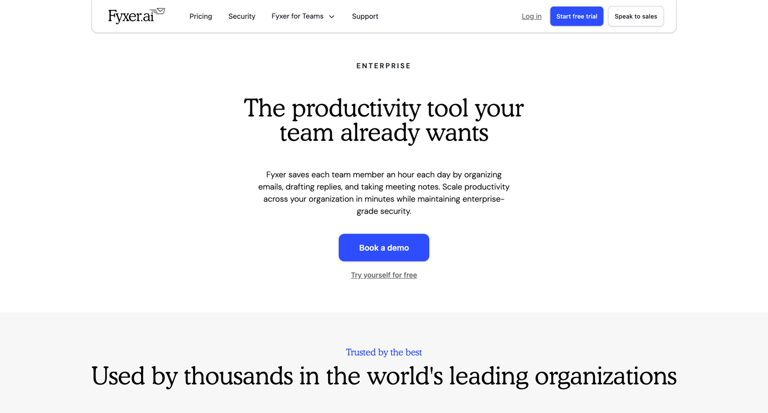 Fyxer - Fyxer AI  Your Team screen