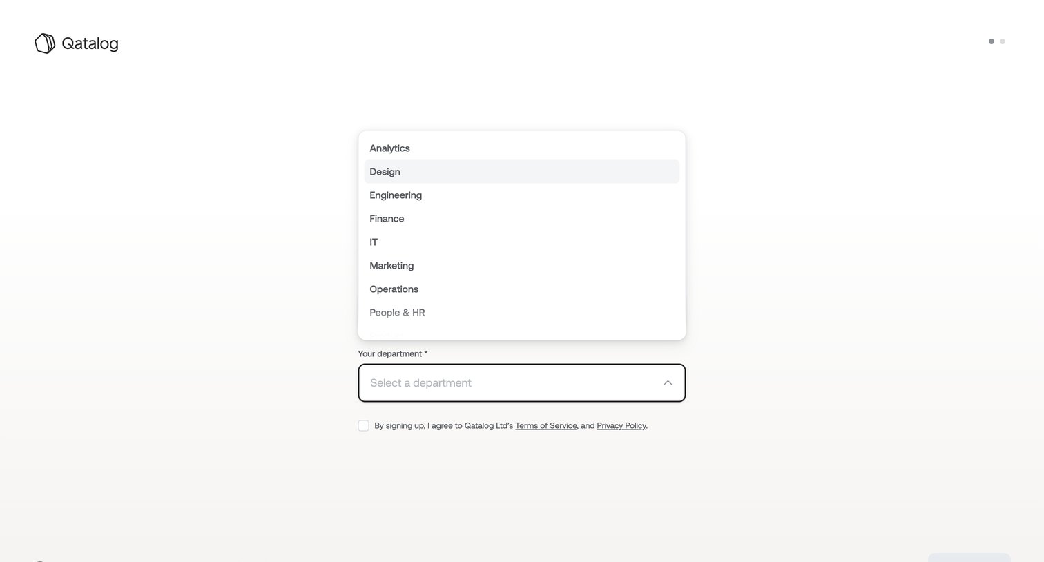 Qatalog screen