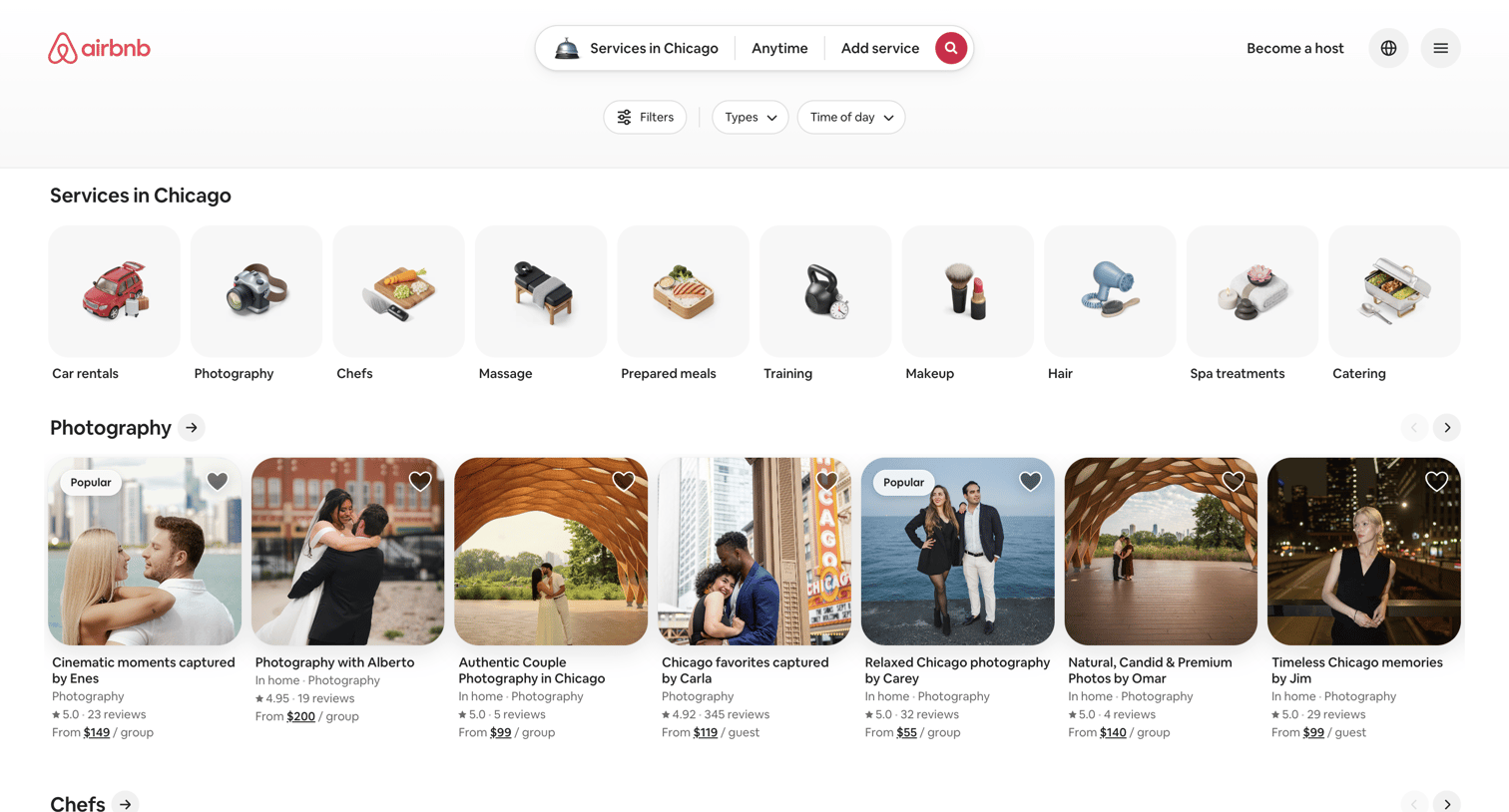 Airbnb - Services in Chicago | Airbnb screen