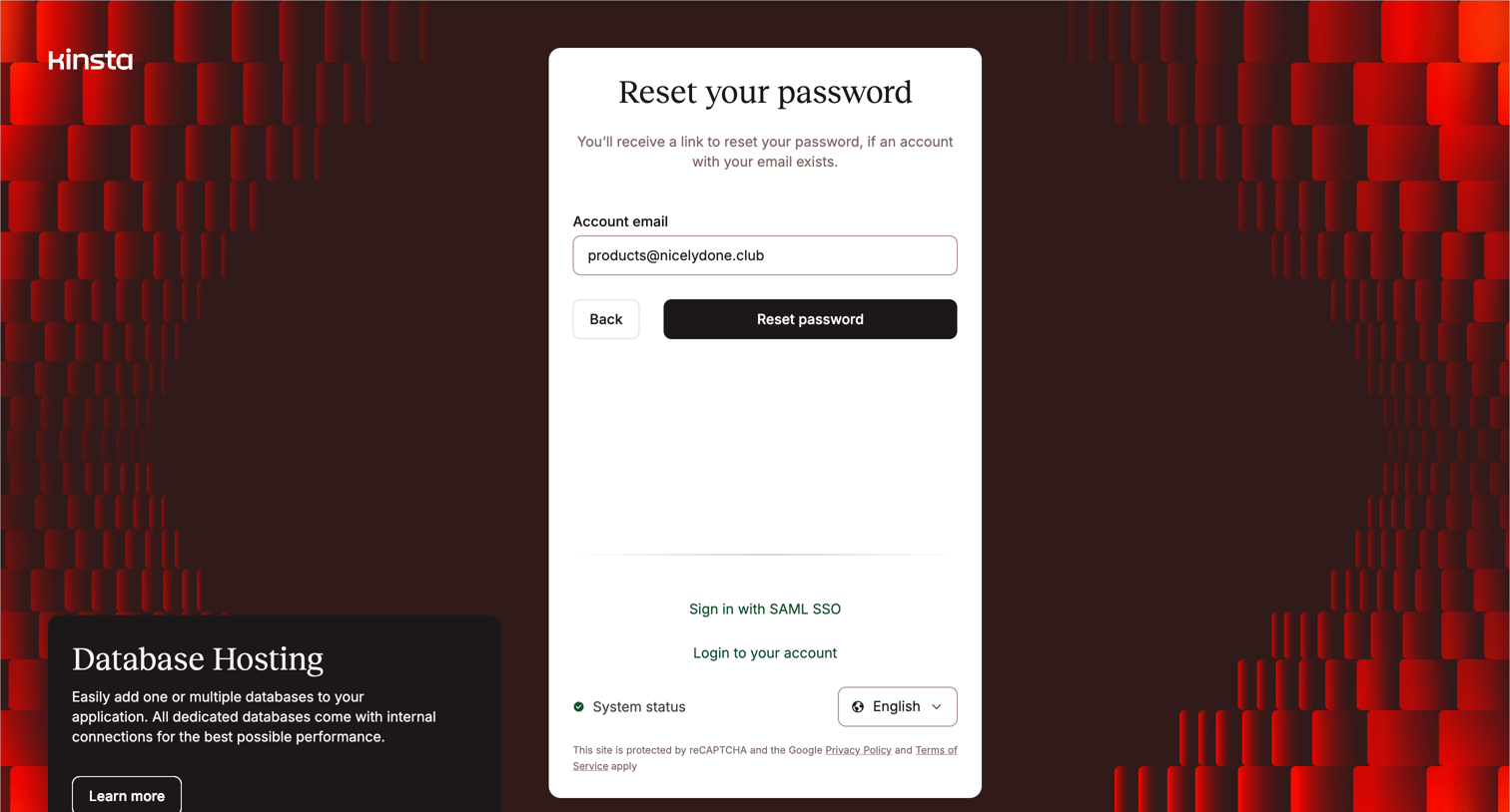 Kinsta - MyKinsta screen