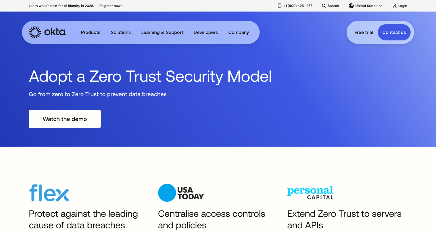 Okta - Adopt a Zero Trust Security Model screen