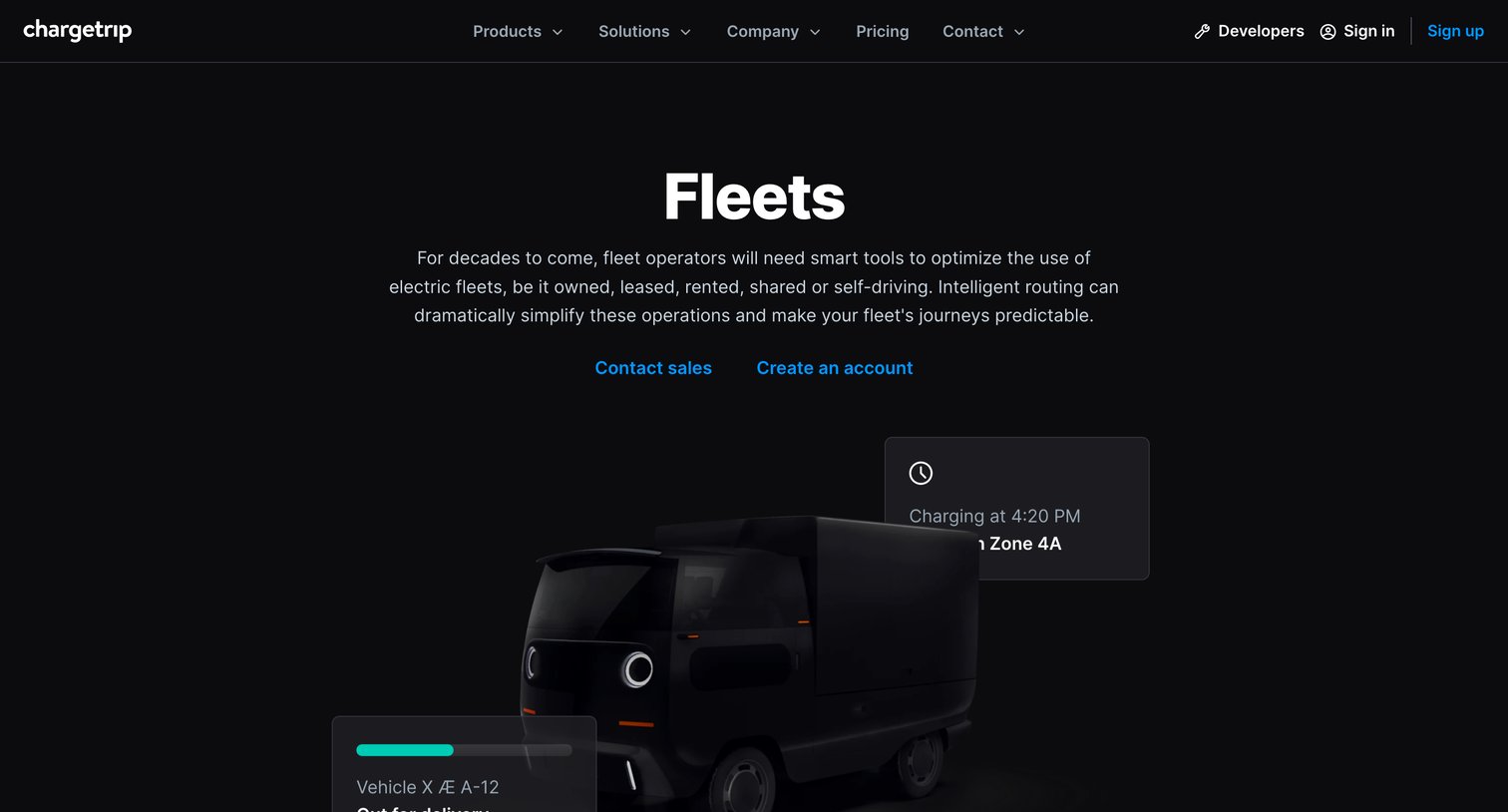 Chargetrip - Solutions for Electric Fleets - EV Routing | Chargetrip screen