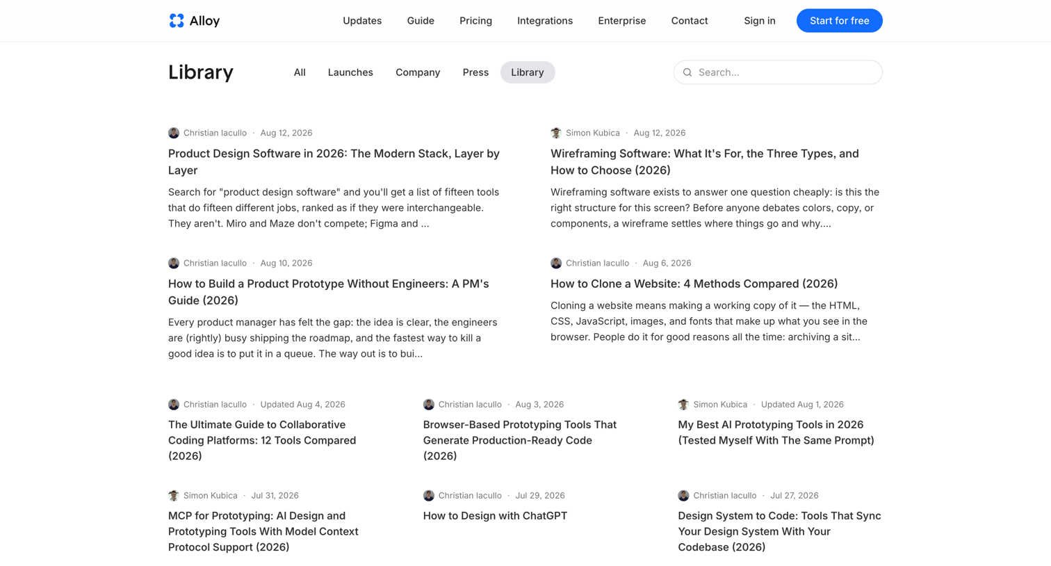 Alloy - Library | Alloy screen