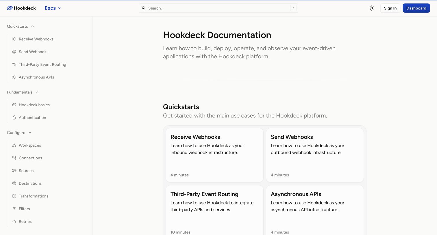 Hookdeck - Documentation - Hookdeck screen
