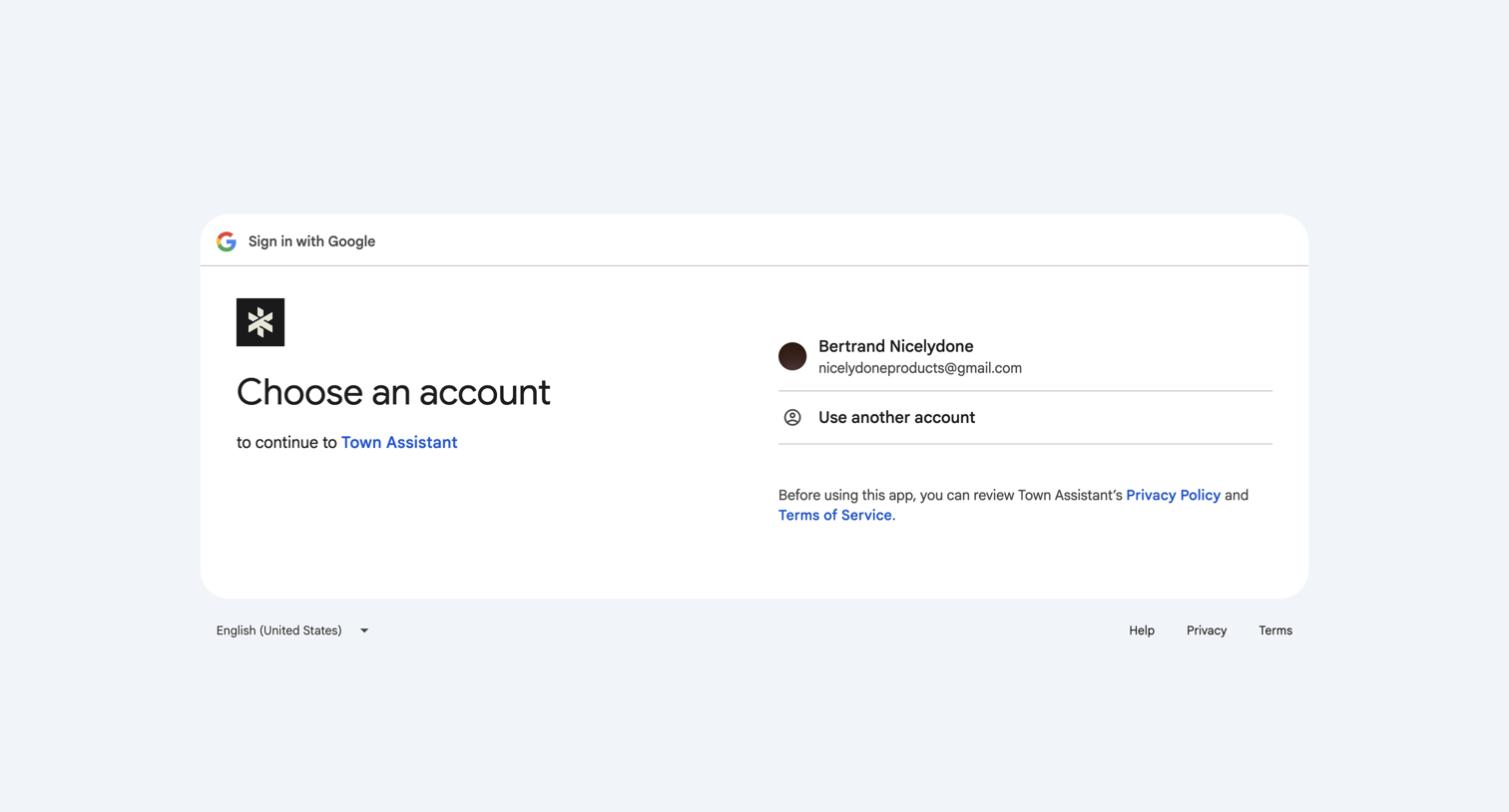 Town - Sign in - Google Accounts screen