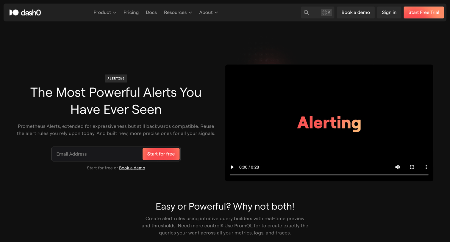 Dash0 - Alerting · Dash0 screen