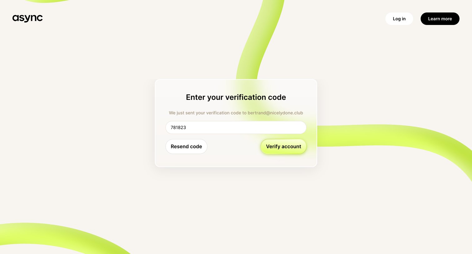 Async - Async | Sign up for free screen