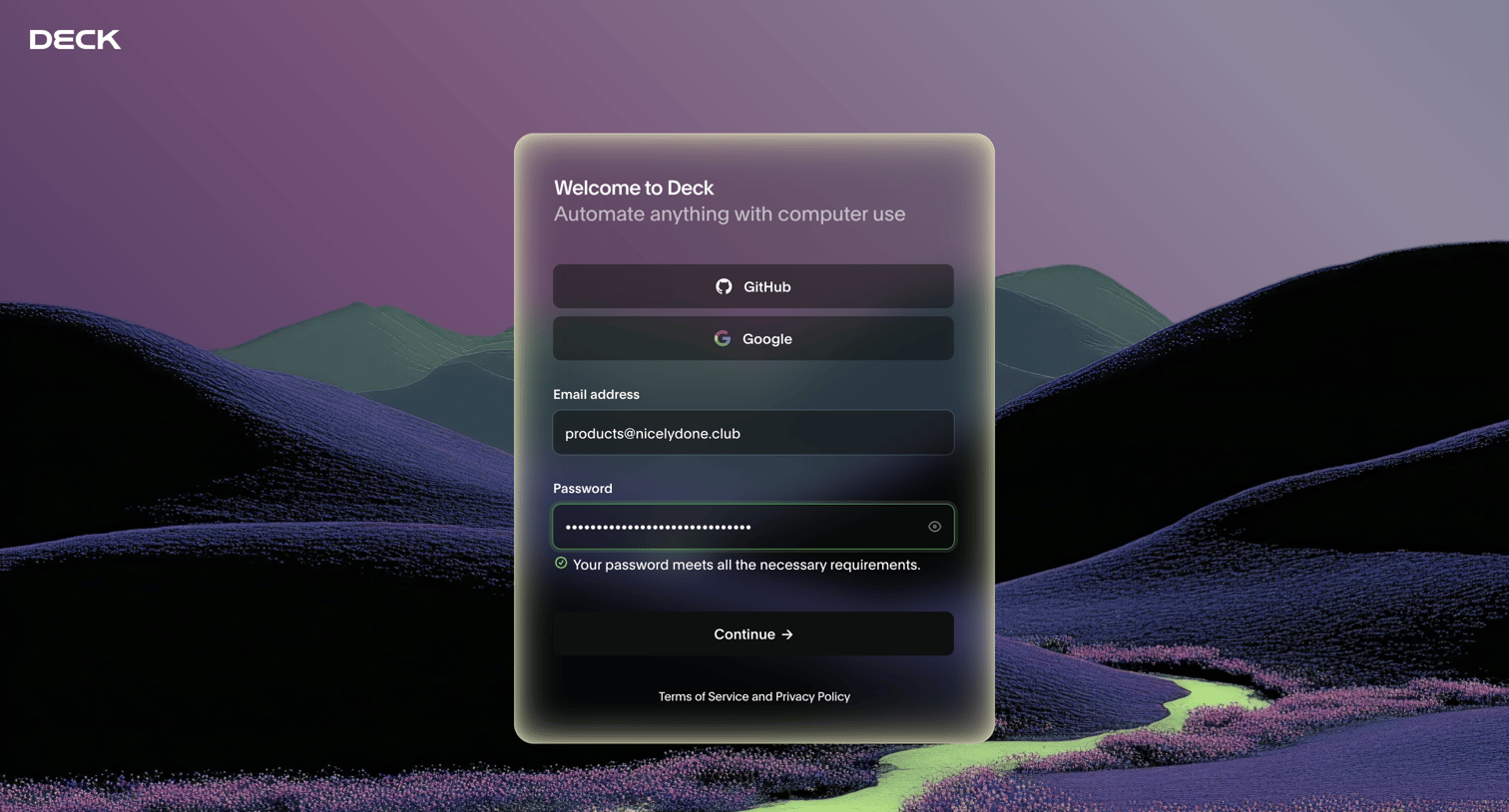 Deck - Deck Console screen
