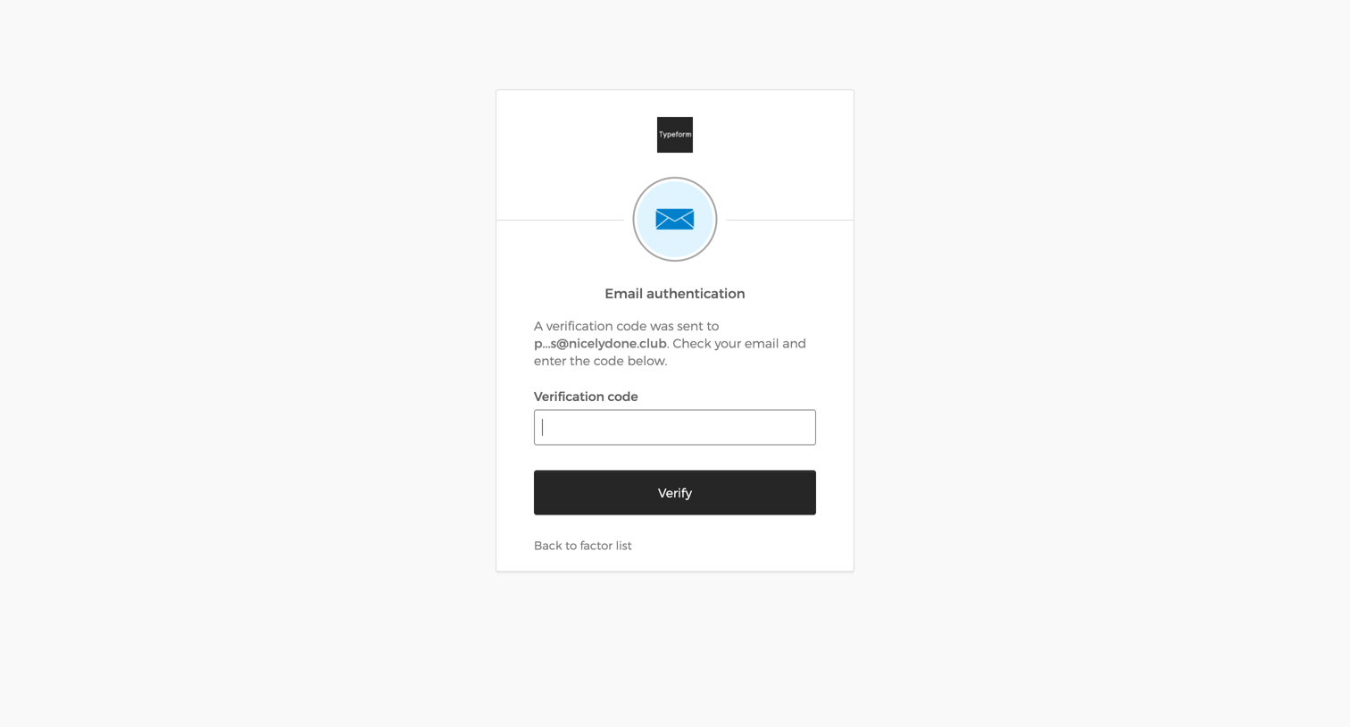 Typeform - Typeform - Extra Verification screen