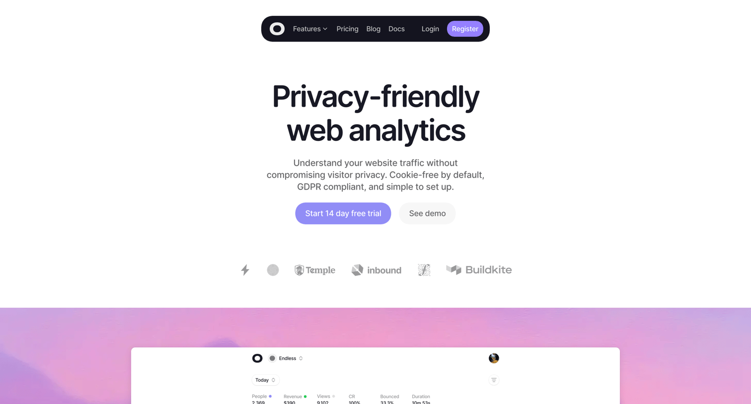 Visitors - Simple Google Analytics Alternative - Visitors screen