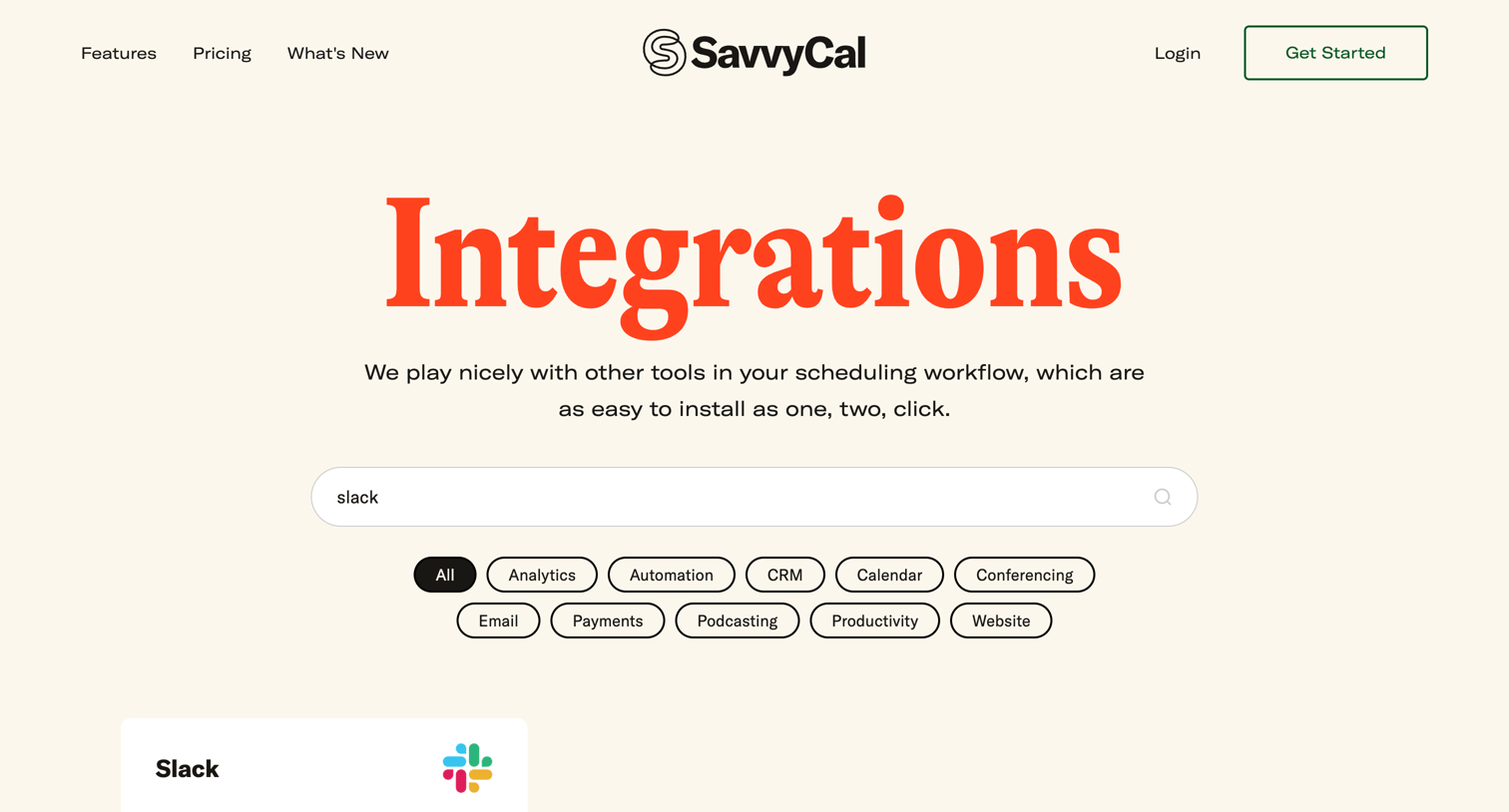 SavvyCal - Integrations • SavvyCal screen