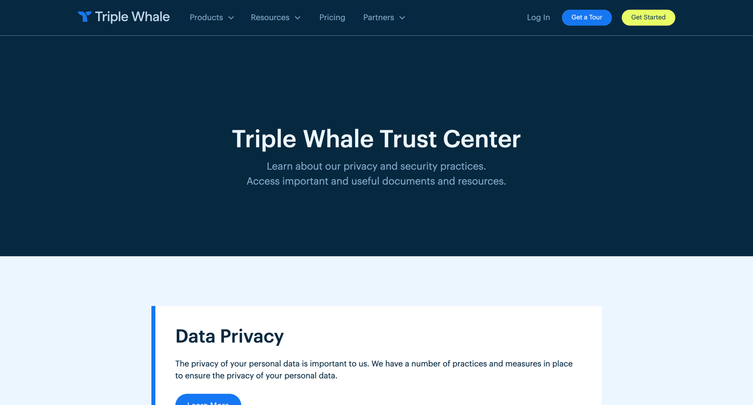Triple Whale - Trust Center | Triple Whale screen