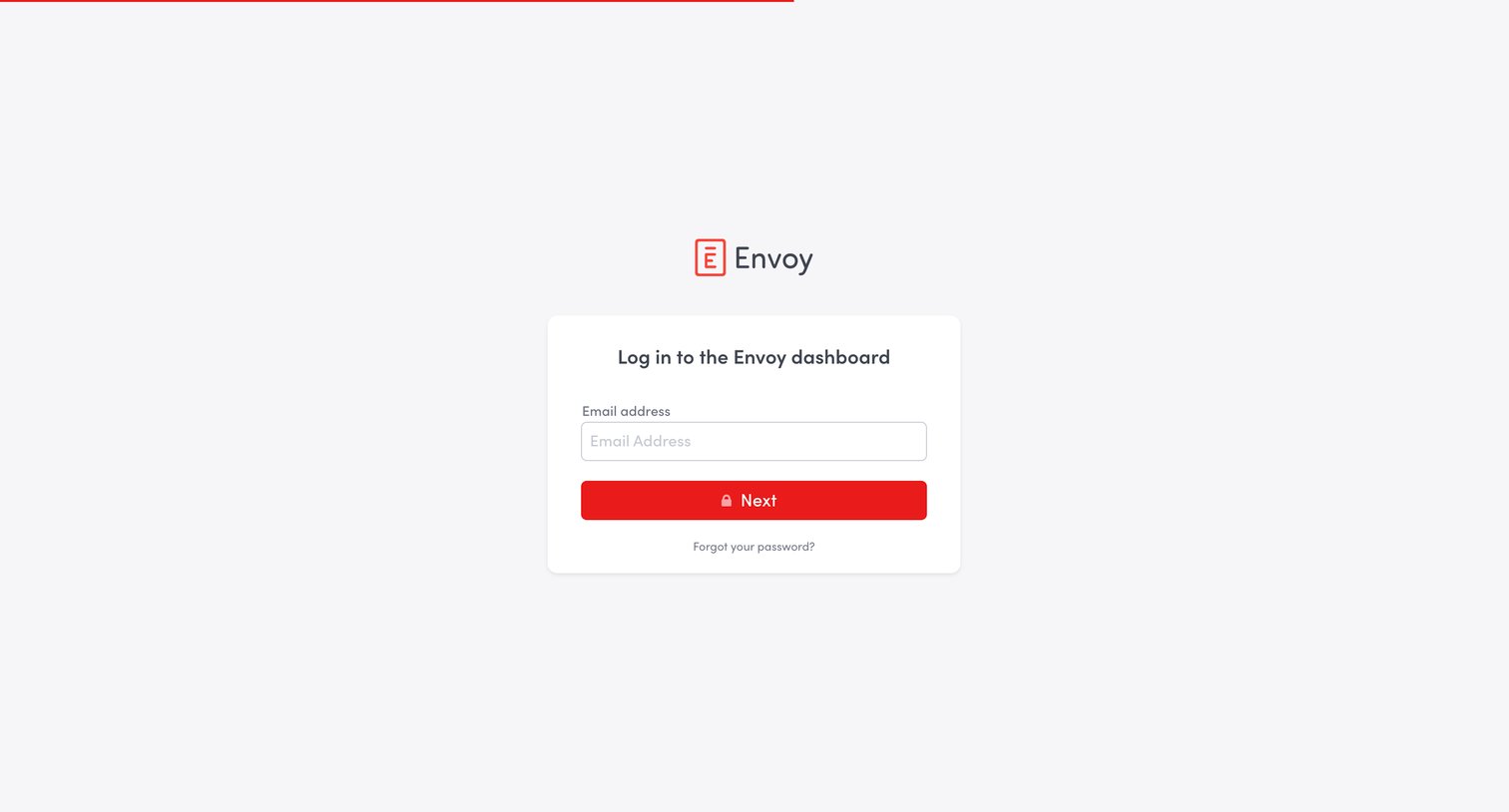 Envoy - Log in to Envoy screen