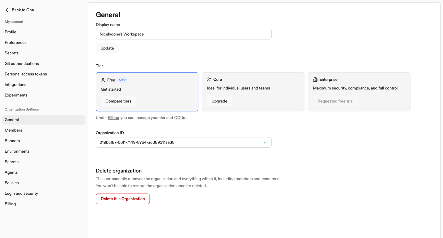 Ona - Manage Organization | Ona screen