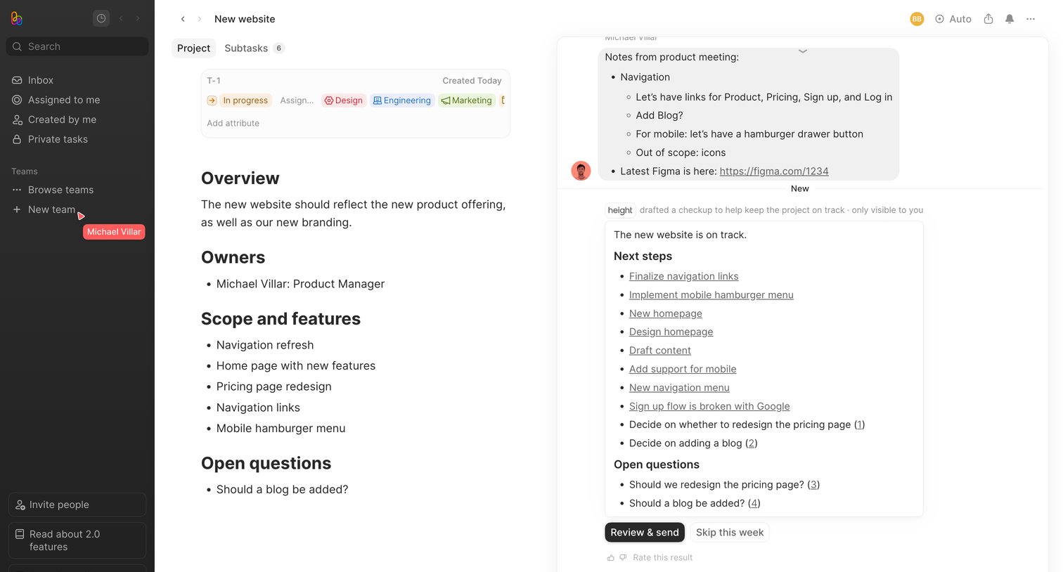 Height - Get started - Height screen