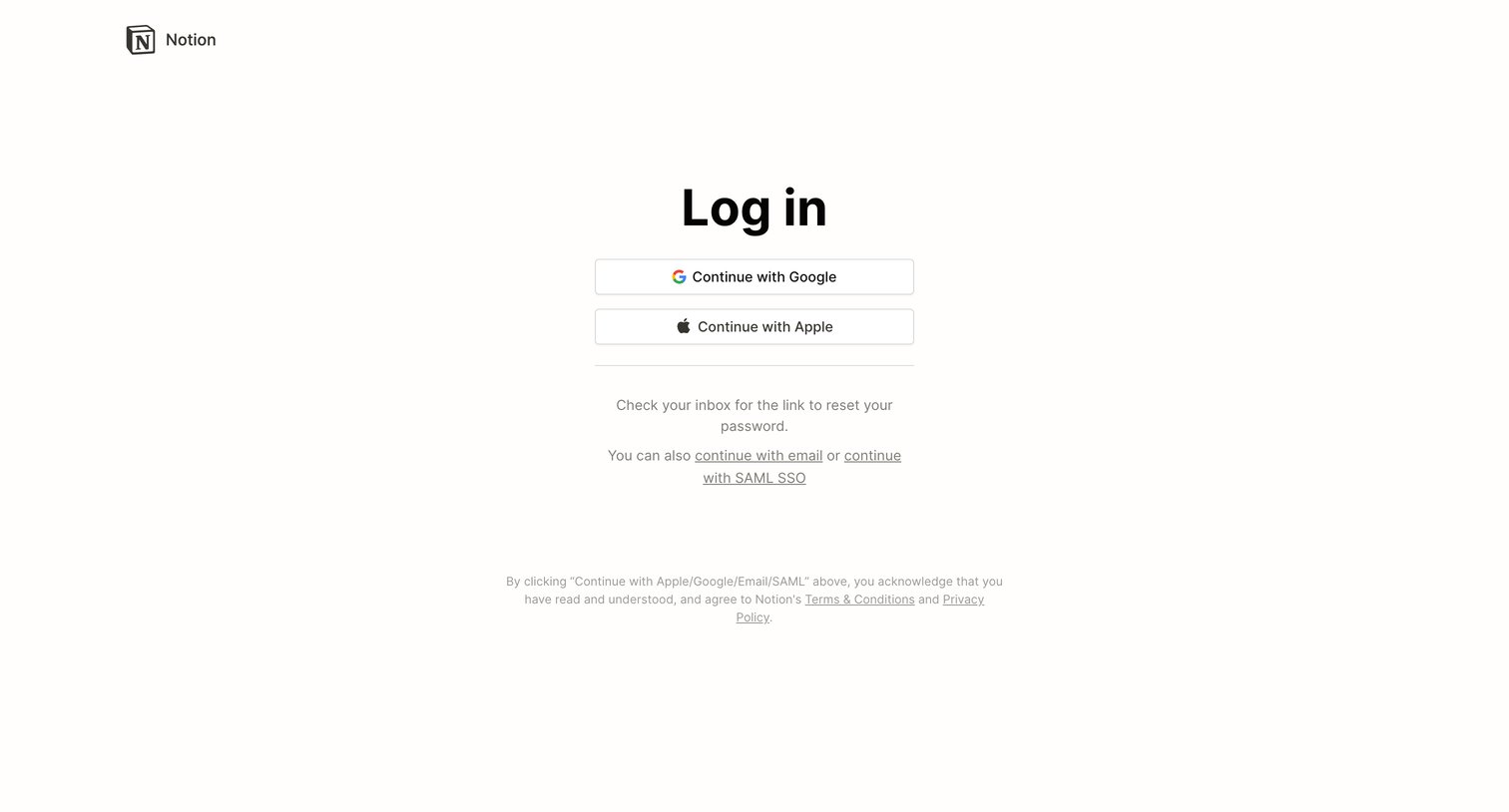 Notion - Notion - Log in screen