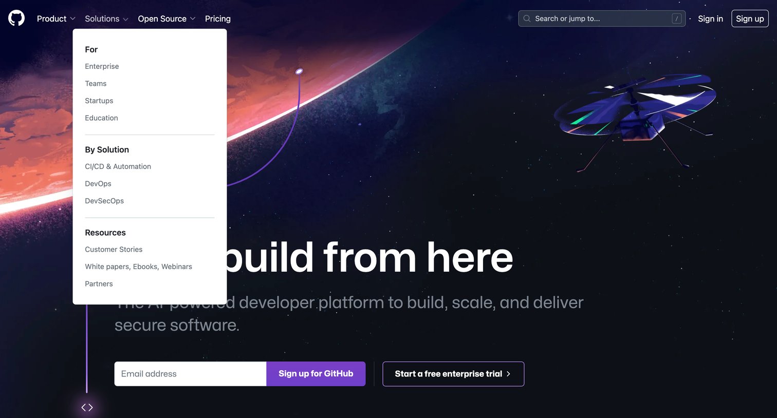 Github - GitHub Let’s build from here · GitHub screen