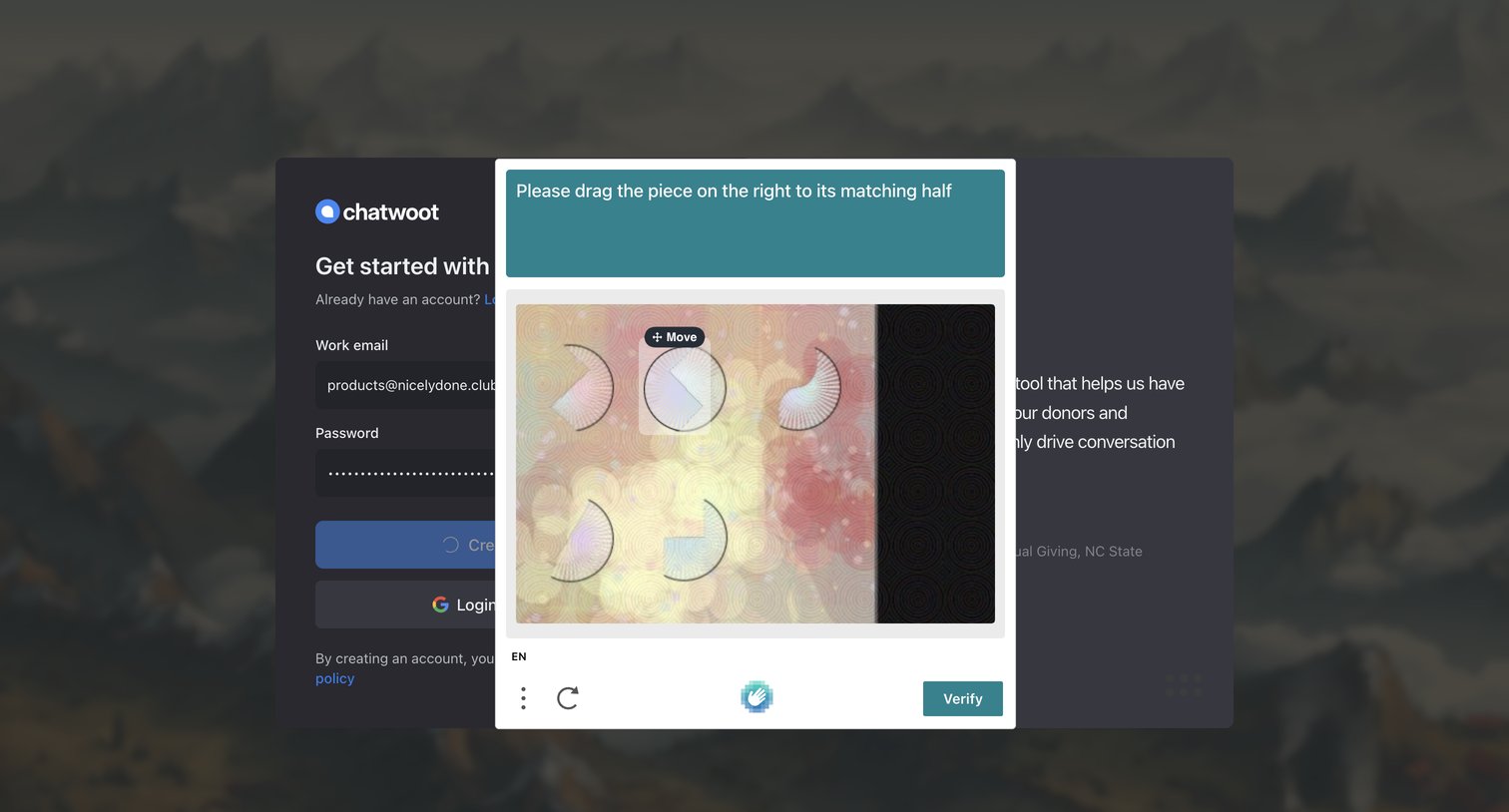 Chatwoot screen