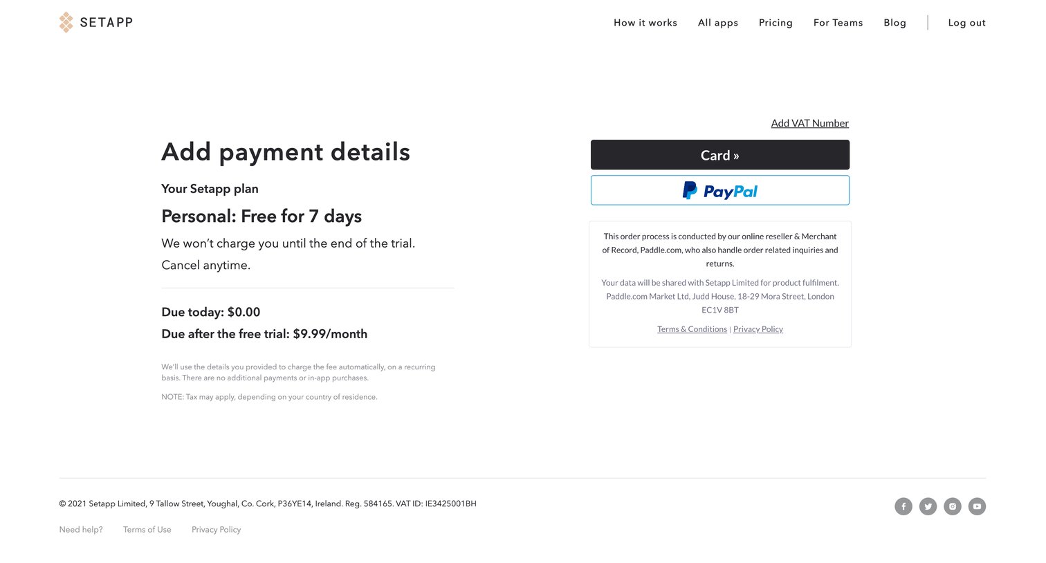 Setapp - Setapp | Personal User Account screen
