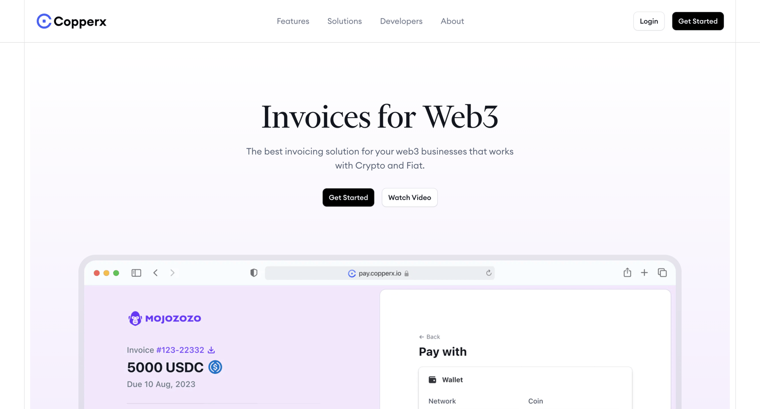 Copperx - Invoices for Web3 - Copperx screen
