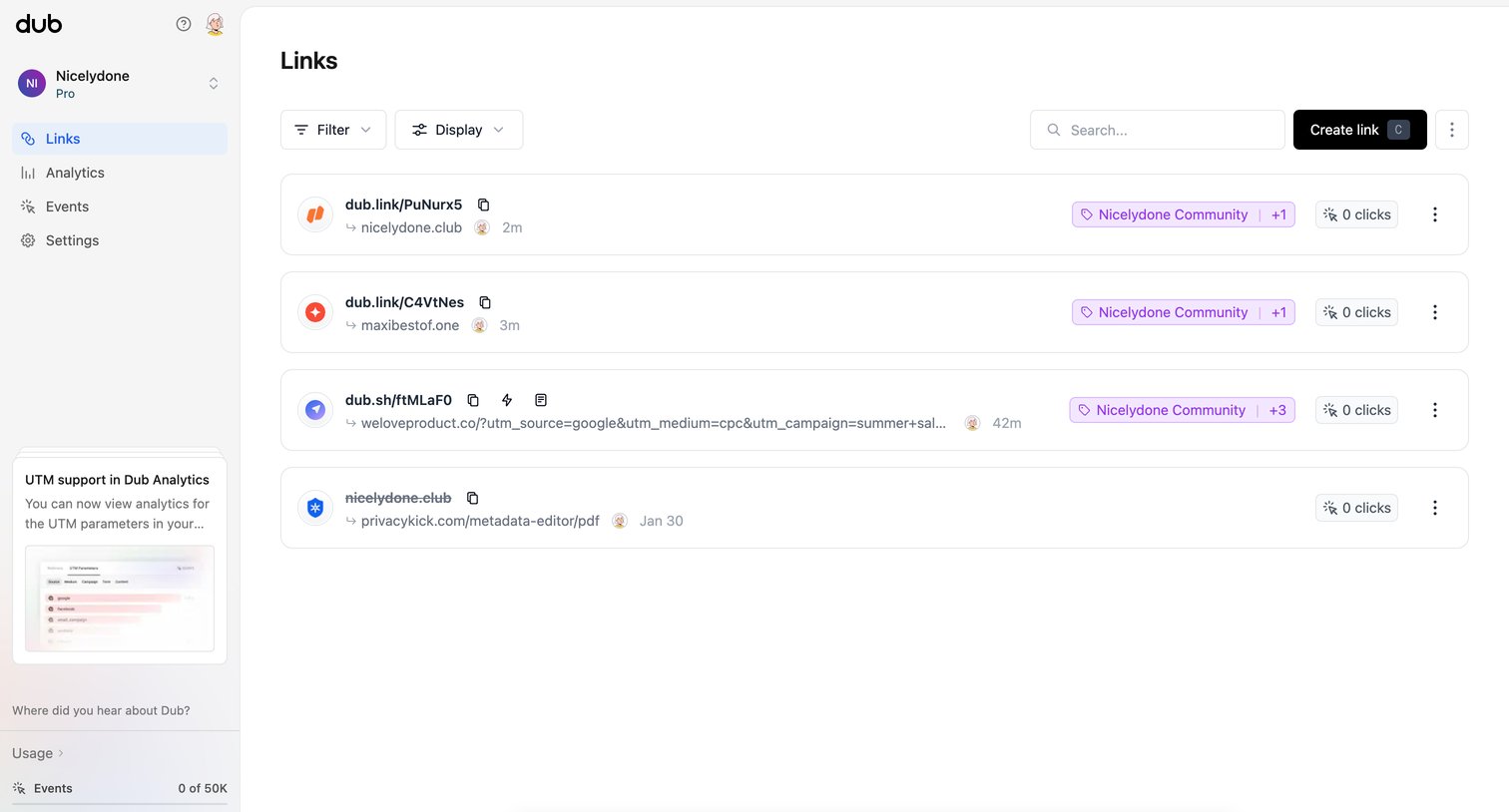 Dub - Dub.co - Link Management for Modern Marketing Teams screen