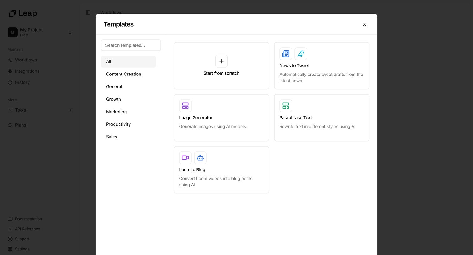 Leap - Leap AI | Automate any workflow with AI screen