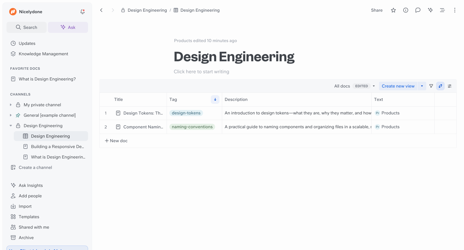 Slite - Design Engineering screen