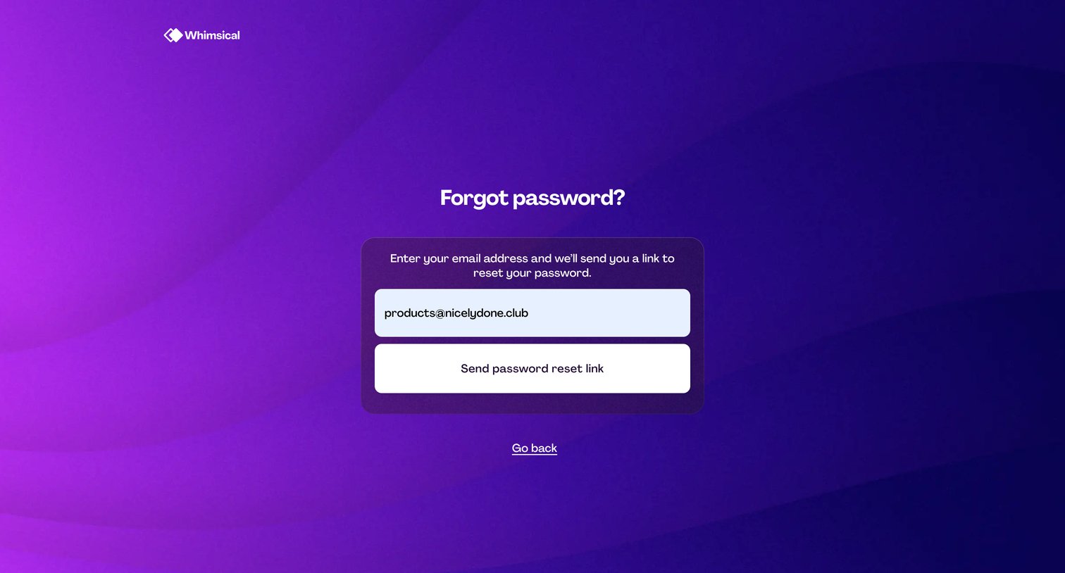 Whimsical - Forgot password | Whimsical screen
