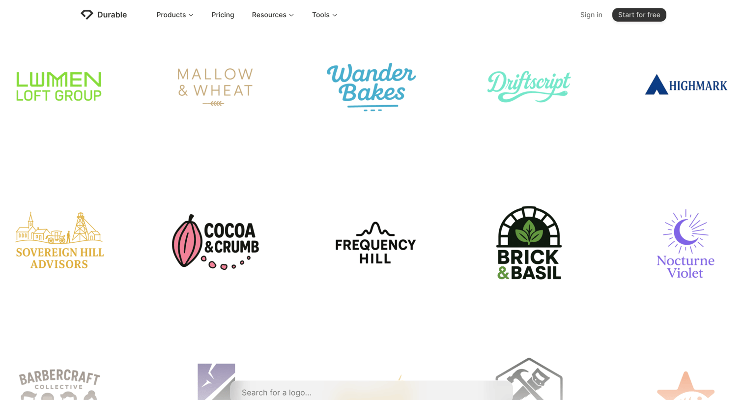 Durable - AI Logo Generator - 1000+ Free Designs Durable screen