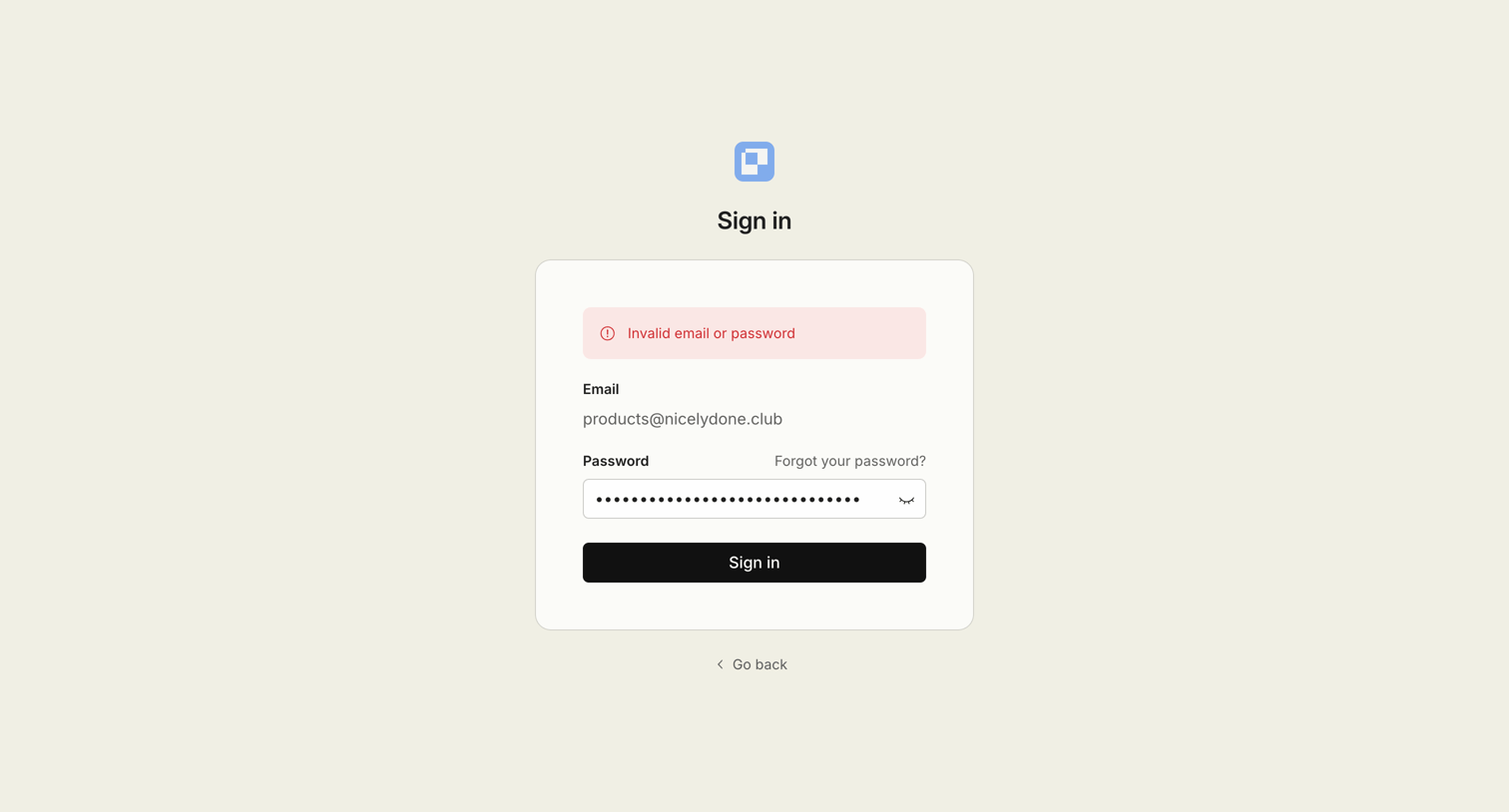 Paper - Sign in screen