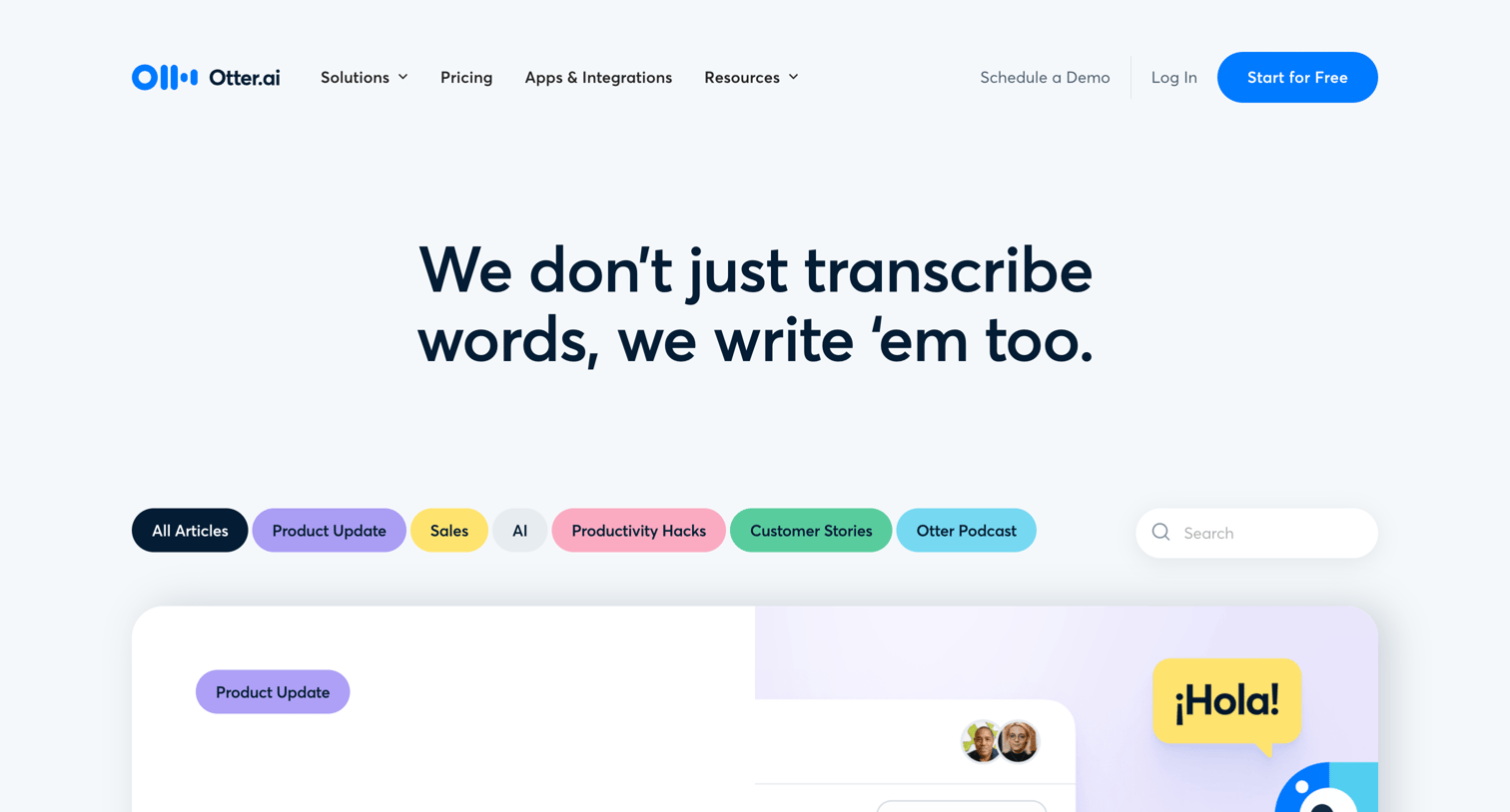 Otter - Blog | Otter.ai screen