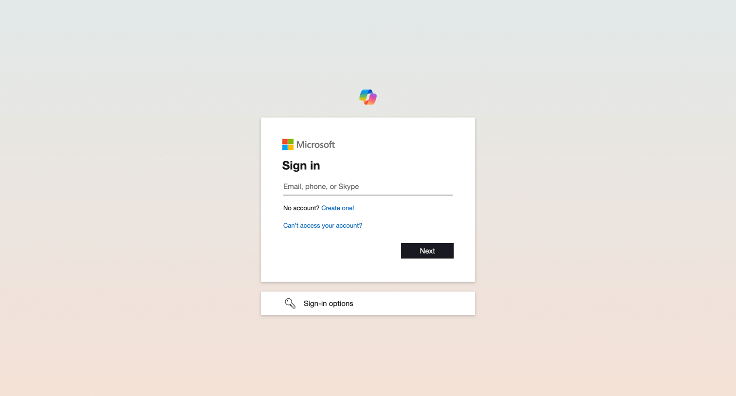 Copilot - Sign in to your account screen