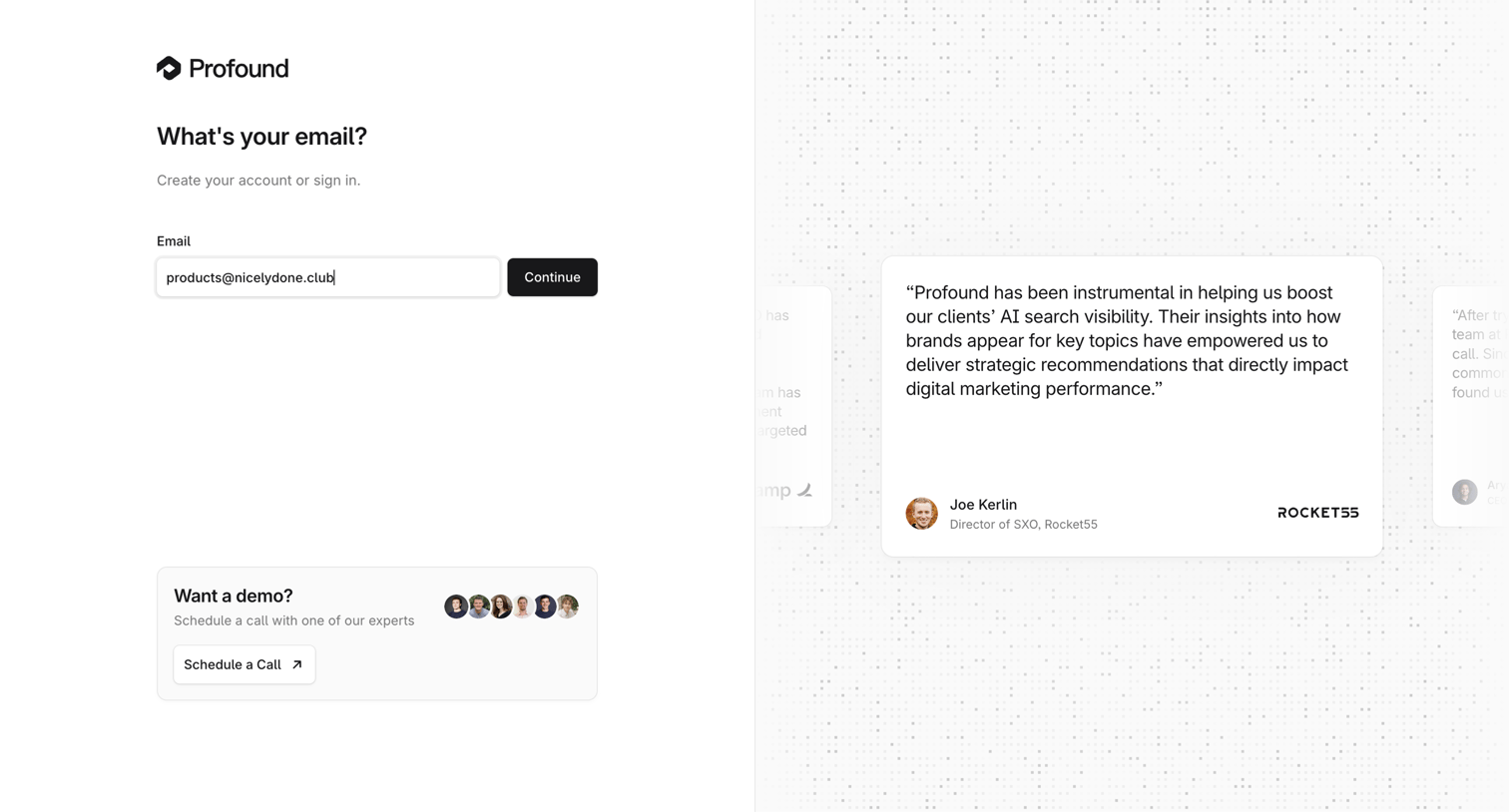 Tryprofound - Profound | Answer Engine Optimization screen