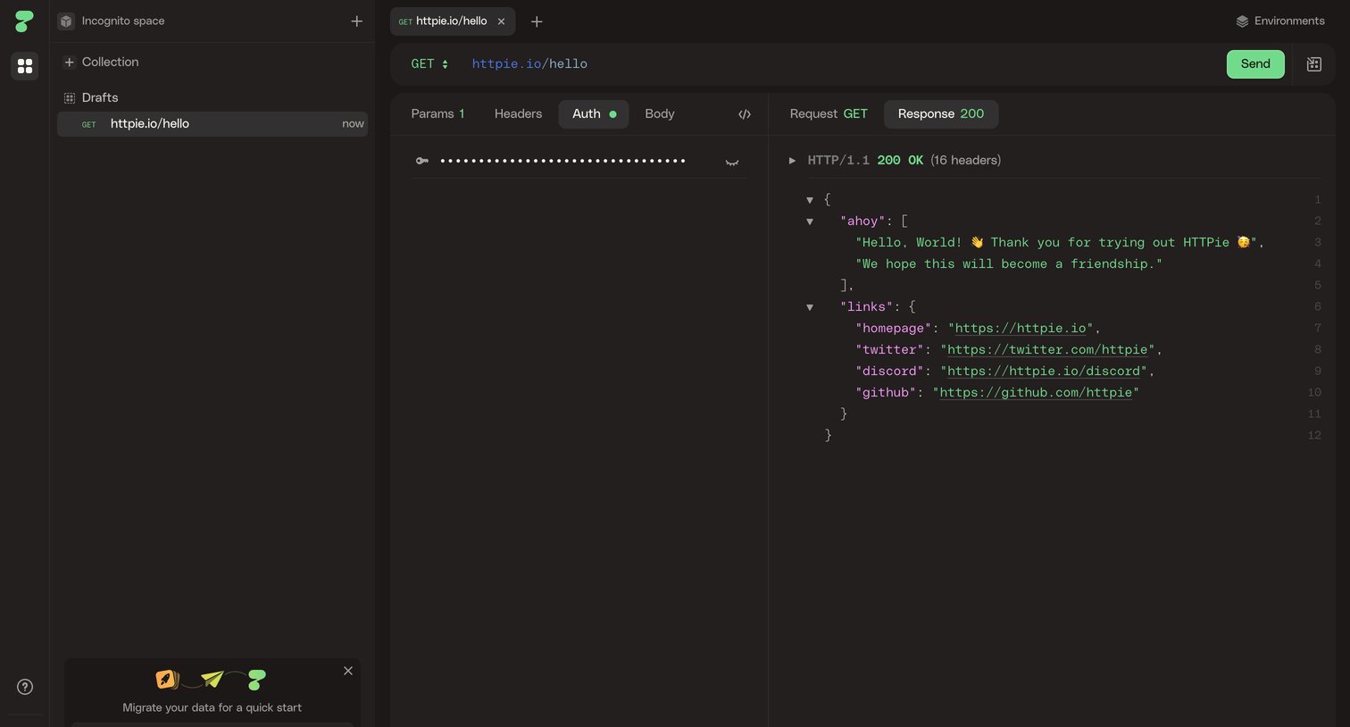 Httpie - HTTPie for Web — API testing client screen