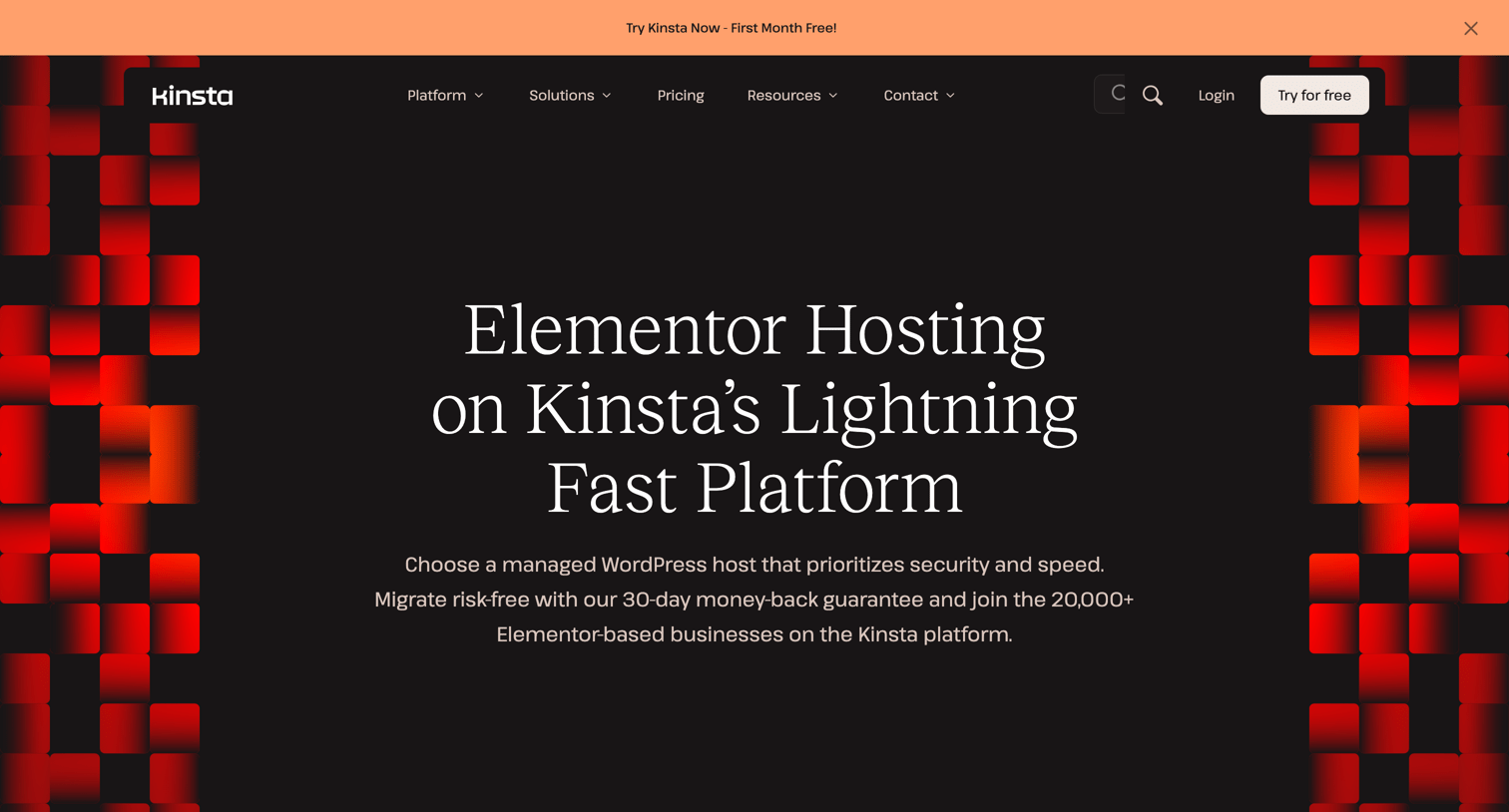 Kinsta - Elementor Hosting from Kinsta® screen
