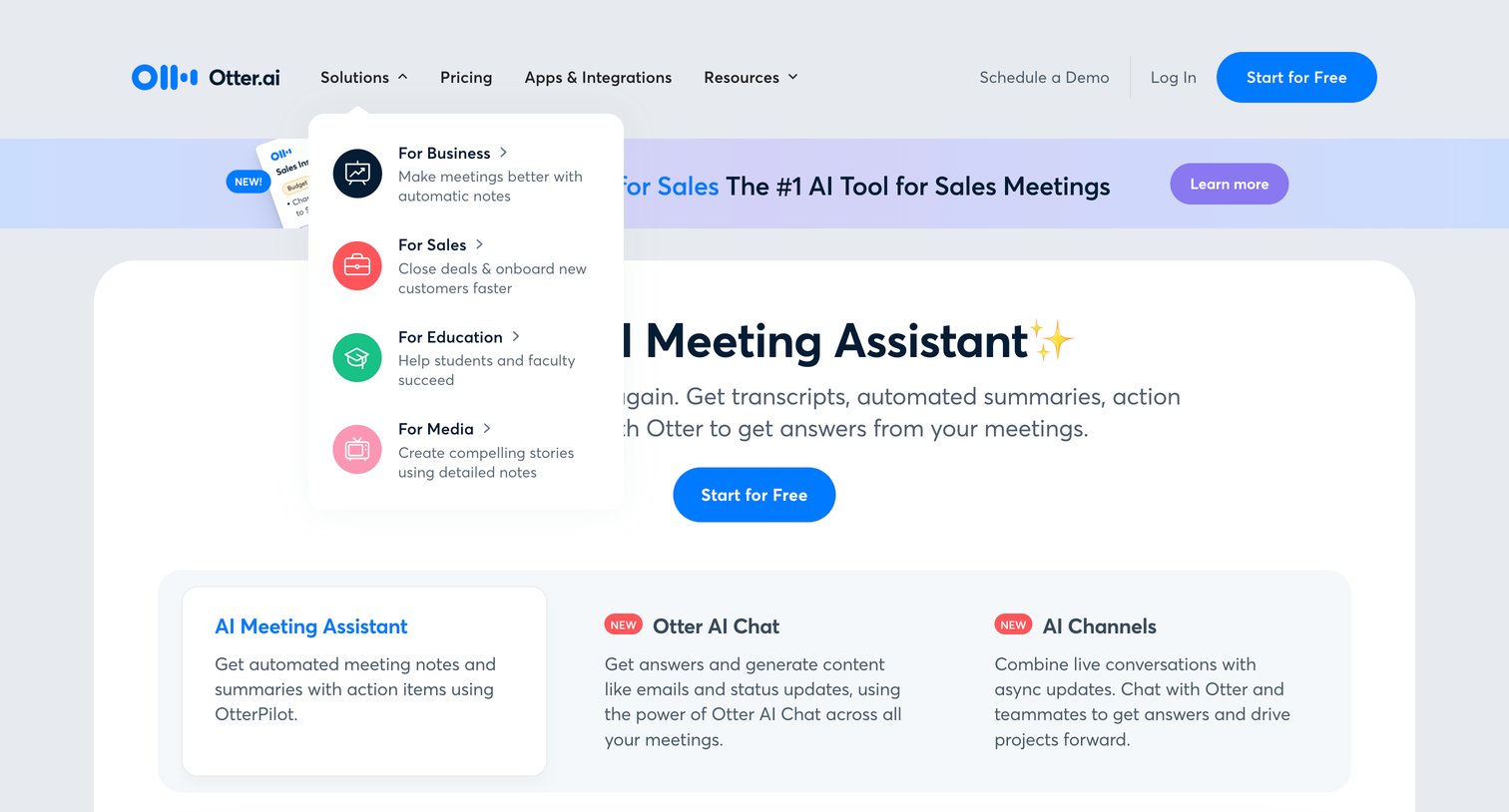 Otter - Otter.ai - AI Meeting Note Taker | Real-time AI Transcription screen