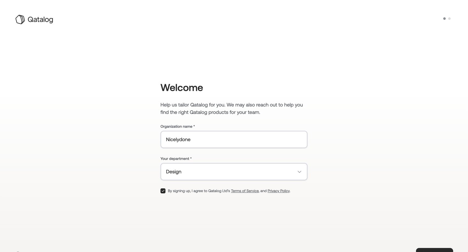 Qatalog screen