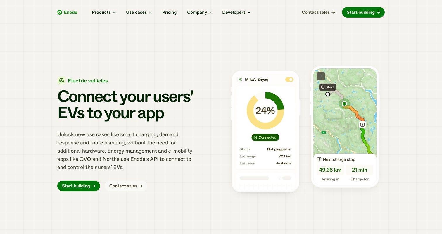 Enode - Electric vehicles | Enode screen