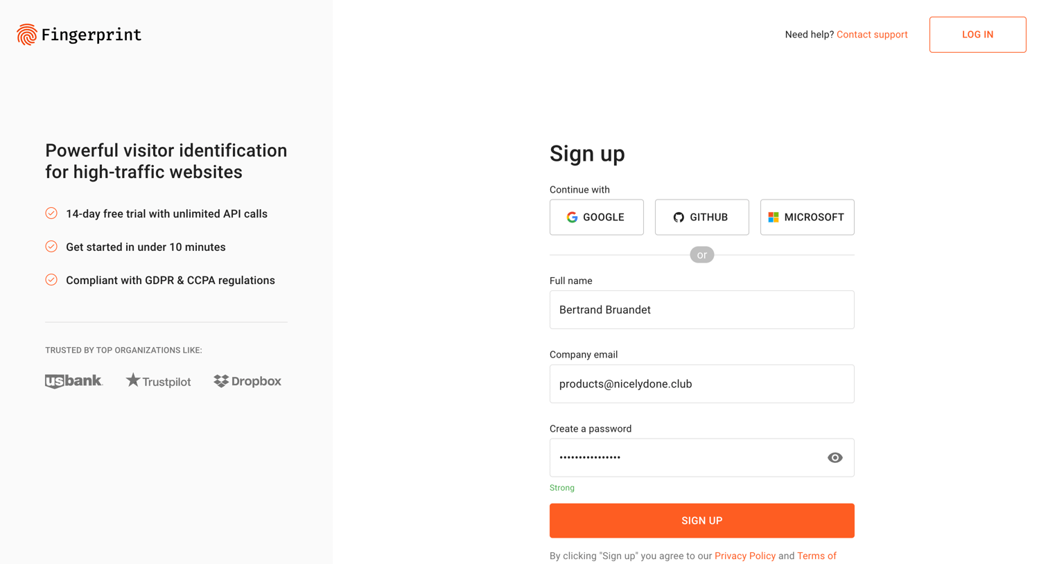 Fingerprint - Sign Up | Fingerprint screen