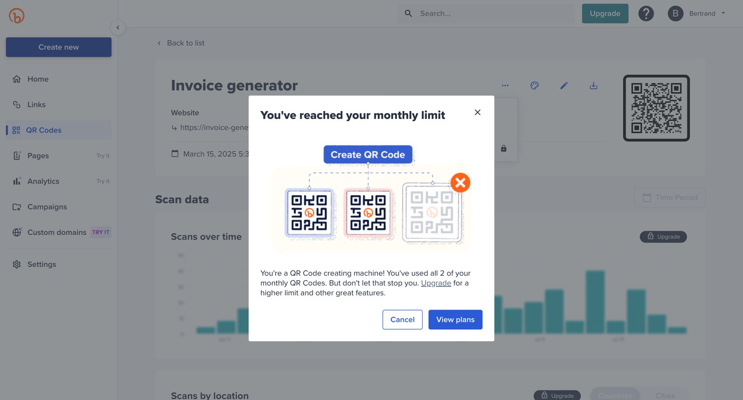 Bitly - Bitly | QR Codes screen